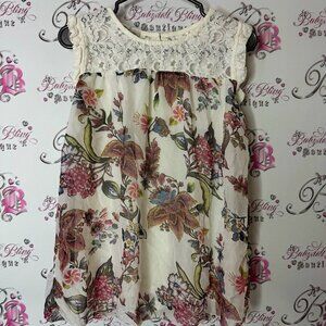 Bellambra tank top made in Italy 🇮🇹 flowers silk Floral Lace Women's Top
